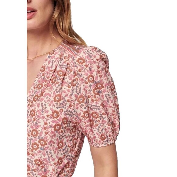 Faherty Women’s Orinda Floral Earth Peasant Sleeve Bohemian Maxi Sundress Medium - Picture 4 of 15